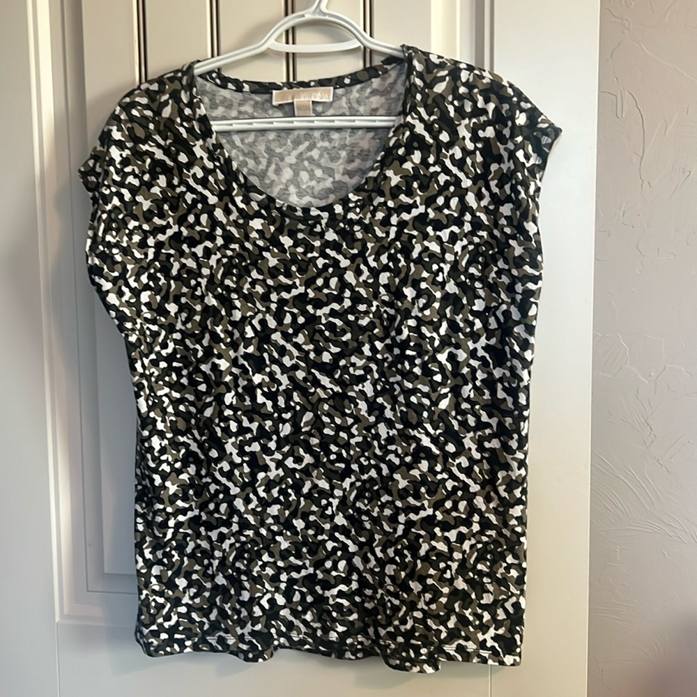 Michael Kors Cammo Top.   Super soft and luxurious feeling.   Very comfortable